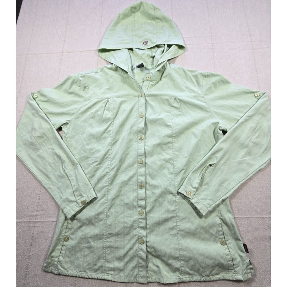 Light Green Hooded Button-Front Women's Top